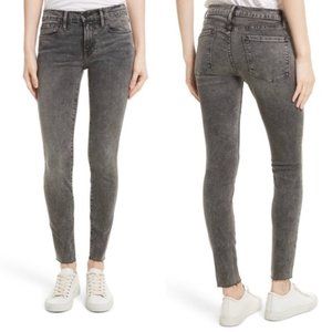Frame Mid Rise Skinny Raw Hem Jean Bennington Grey